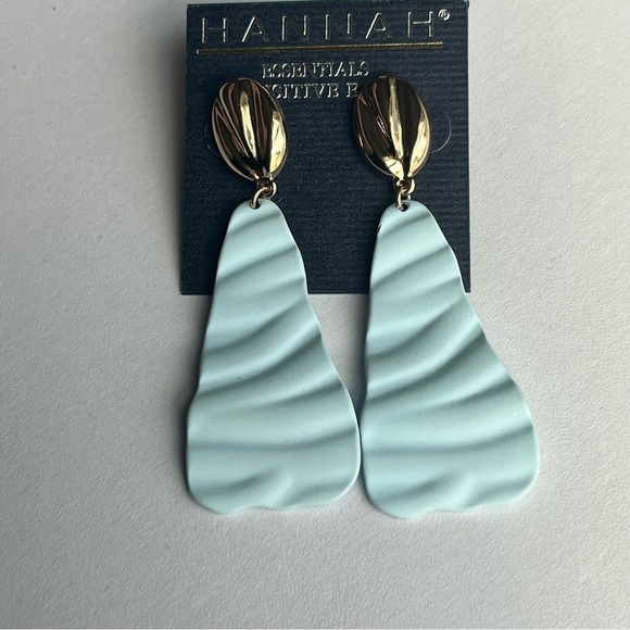 NEW Hannah Clay Poly Drop Earrings Teal and Gold - Picture 4 of 6